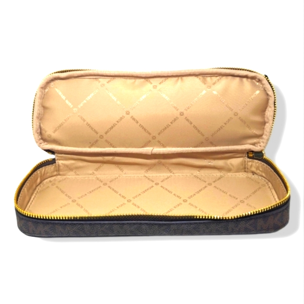 MICHAEL Michael Kors | Aspen Signature MK Logo Genuine Brown Leather Travel Bag - Picture 4 of 7